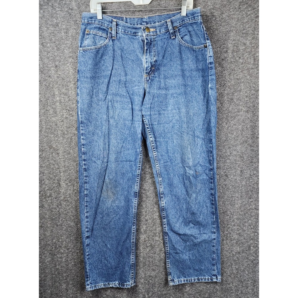 Wrangler Straight Leg Jeans Mens 34x29 Blue Medium Wash 100% Cotton WB501DS